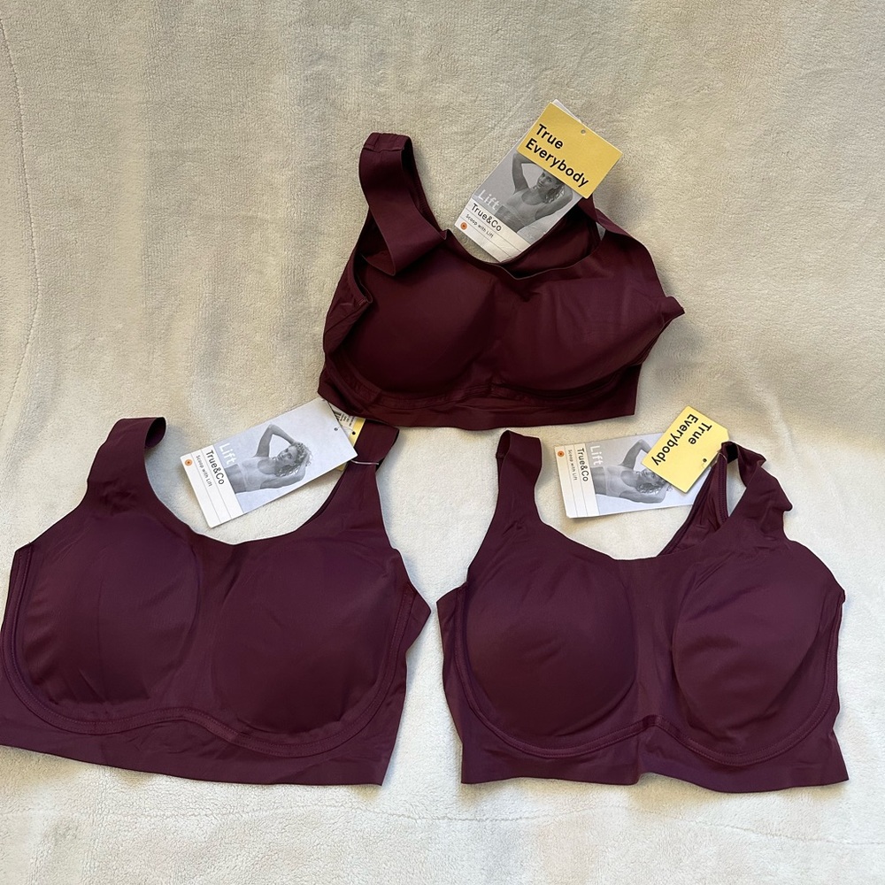 True & Co Bra lot of 3 Wire-Free Removable Pads Size M New